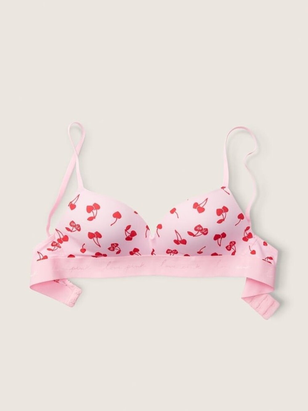 PINK Wear Everywhere Cherry-Print Wireless‎ Push-Up Bra Size 34DD